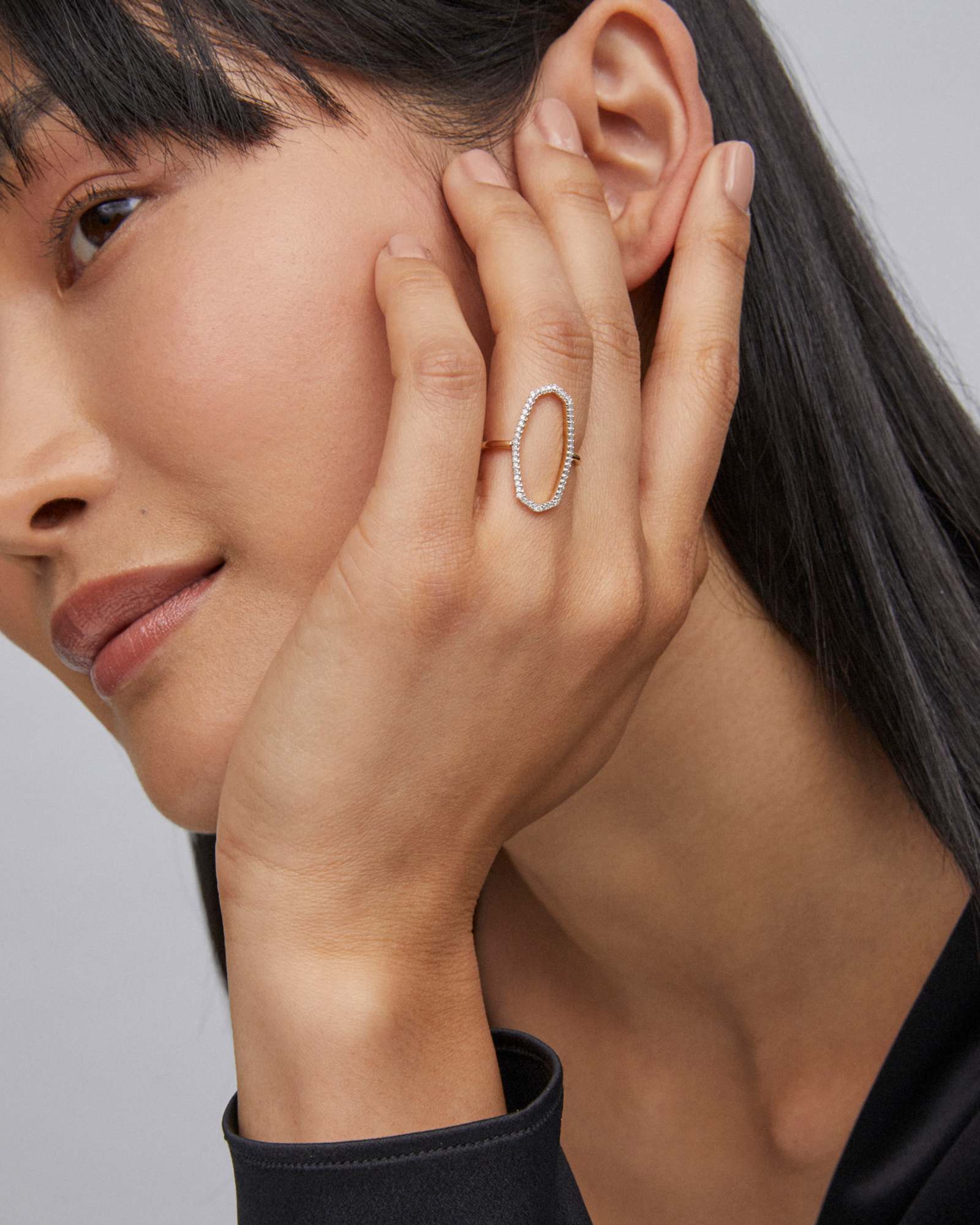 Dani 14k Yellow Gold Open Ring White Diamond